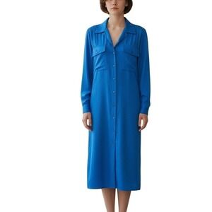 Dalani II Vintage‎ Long Sleeve Blue Button-Down Dress Size 12 Made In USA  Retro